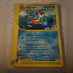 Blastoise Pokémon Trading Card - Blue and Yellow